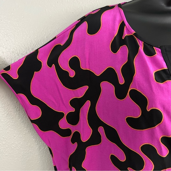 Diane Von Furstenberg DVF 100% Silk Firebird Print Shift Shirt Dress Size 10 - Picture 3 of 11